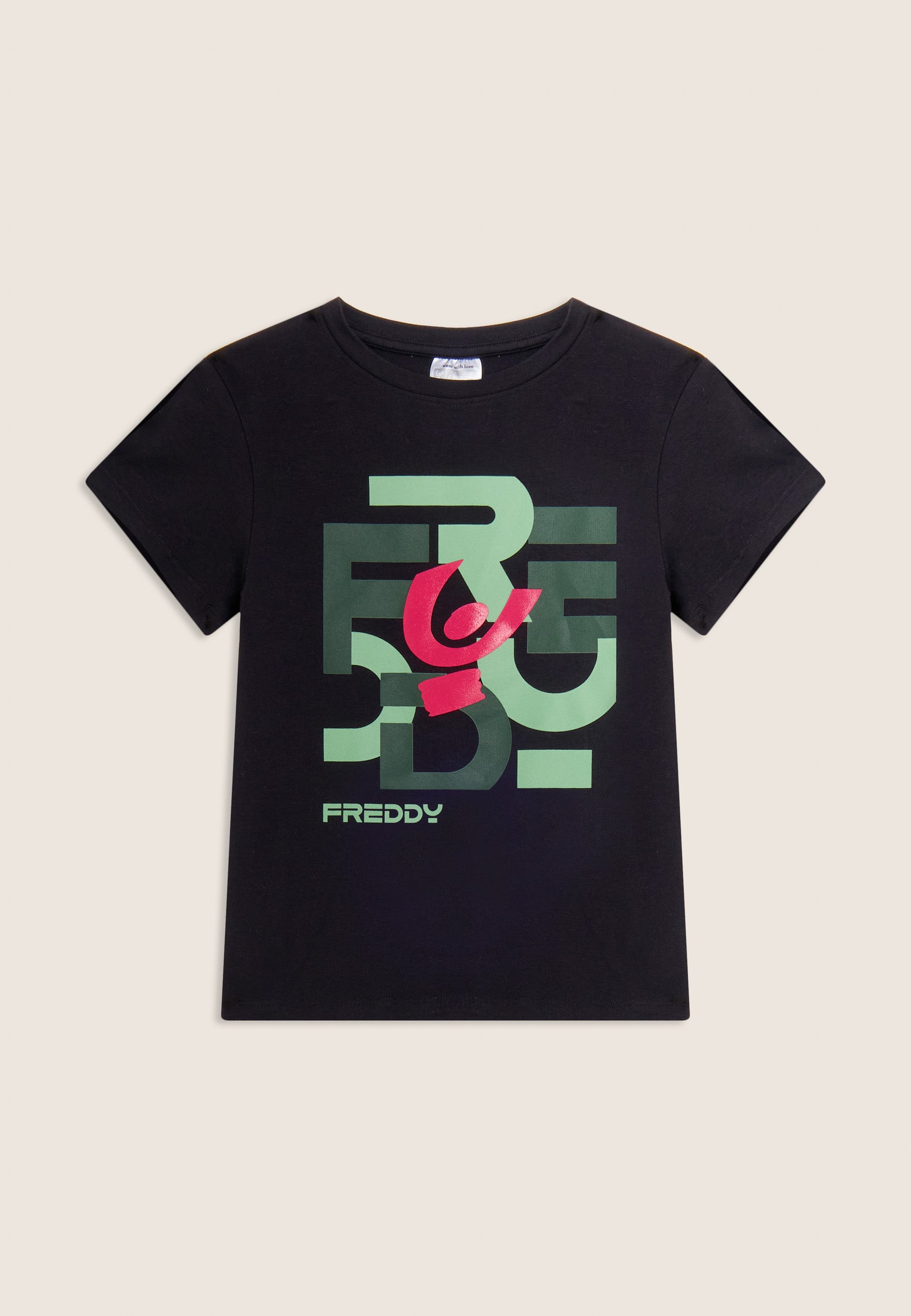 freddy-t-shirt-junior-regular-lettres-parses-manches-courtes image 1