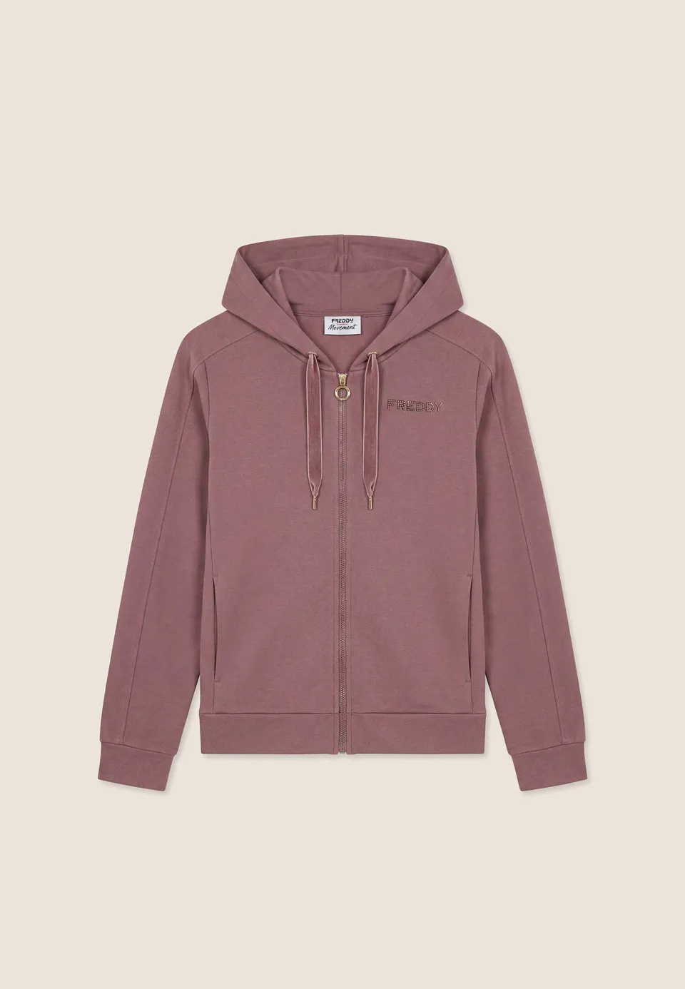 freddy-sweat-femme-regular-capuche-zip-fond-asym-trique-clous image 1