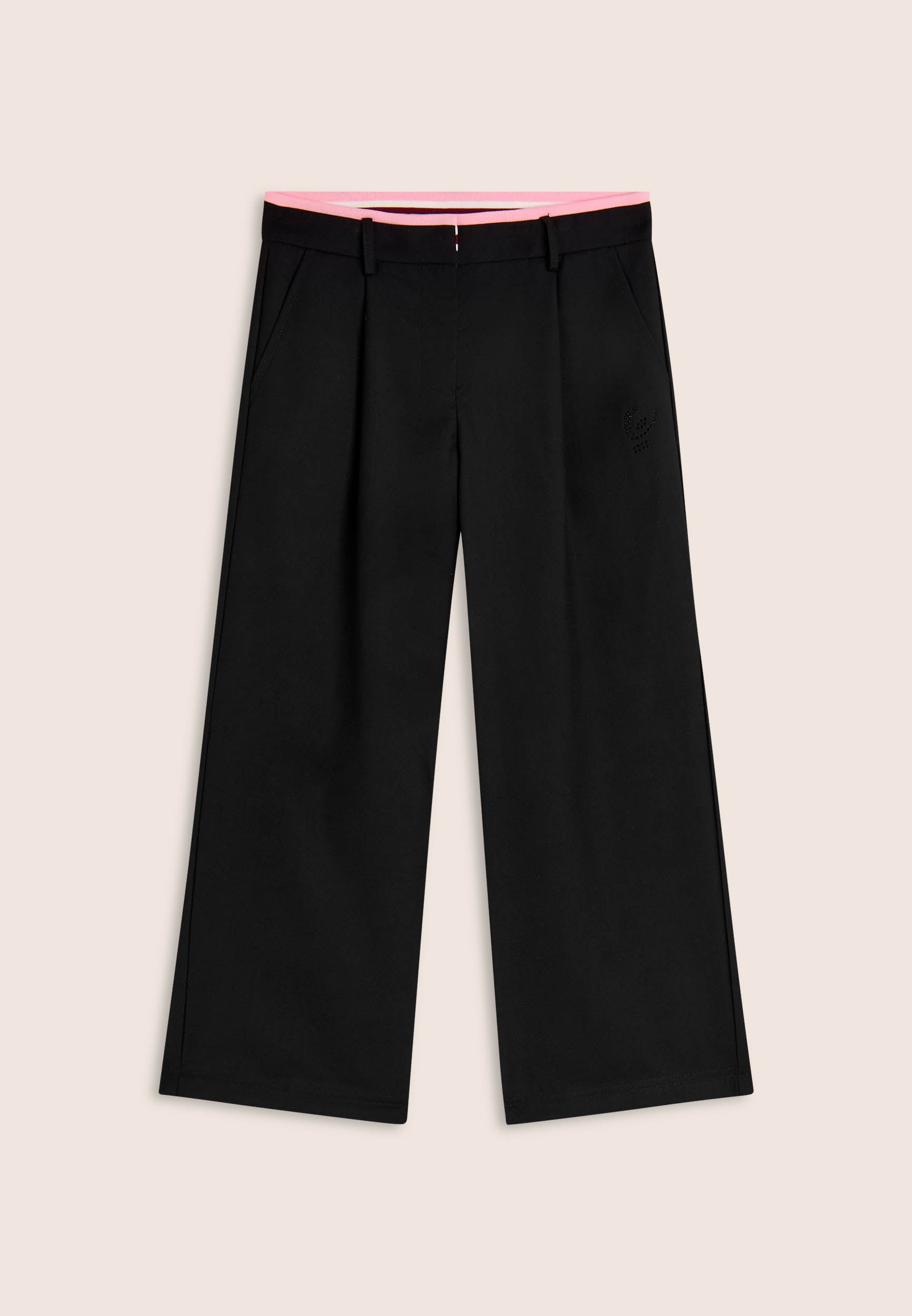 freddy-pantalon-fille-wide-leg-coton-strass-rayures image 1