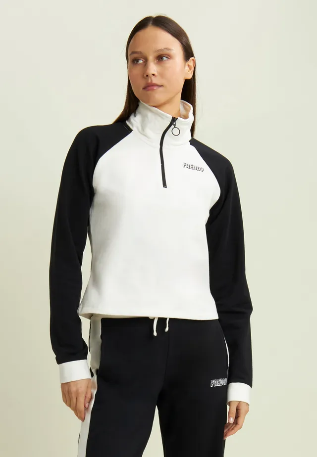 sweat-freddy-cropped-bicolore-demi-zip-col-haut image 1
