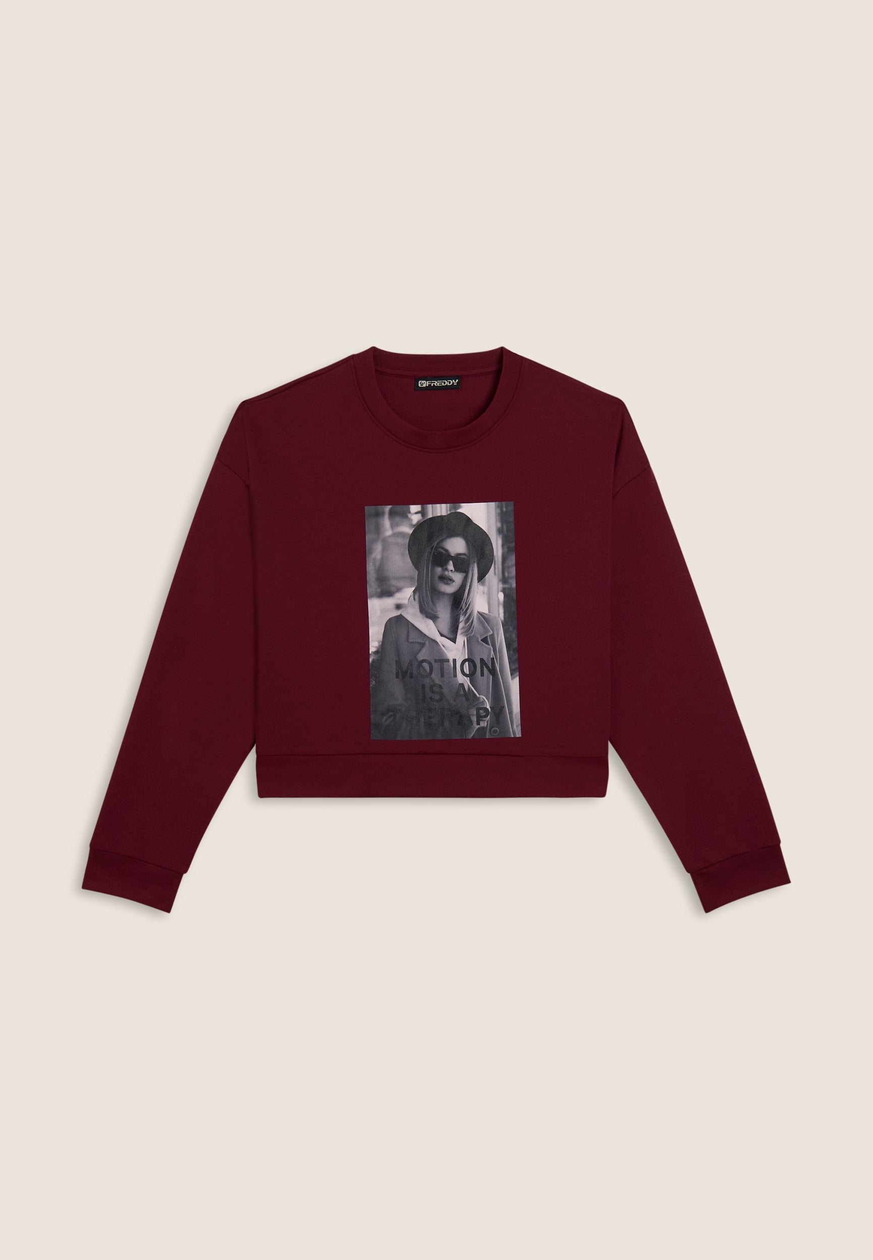 freddy-sweat-femme-col-rond-cropped-imprim-photo image 5