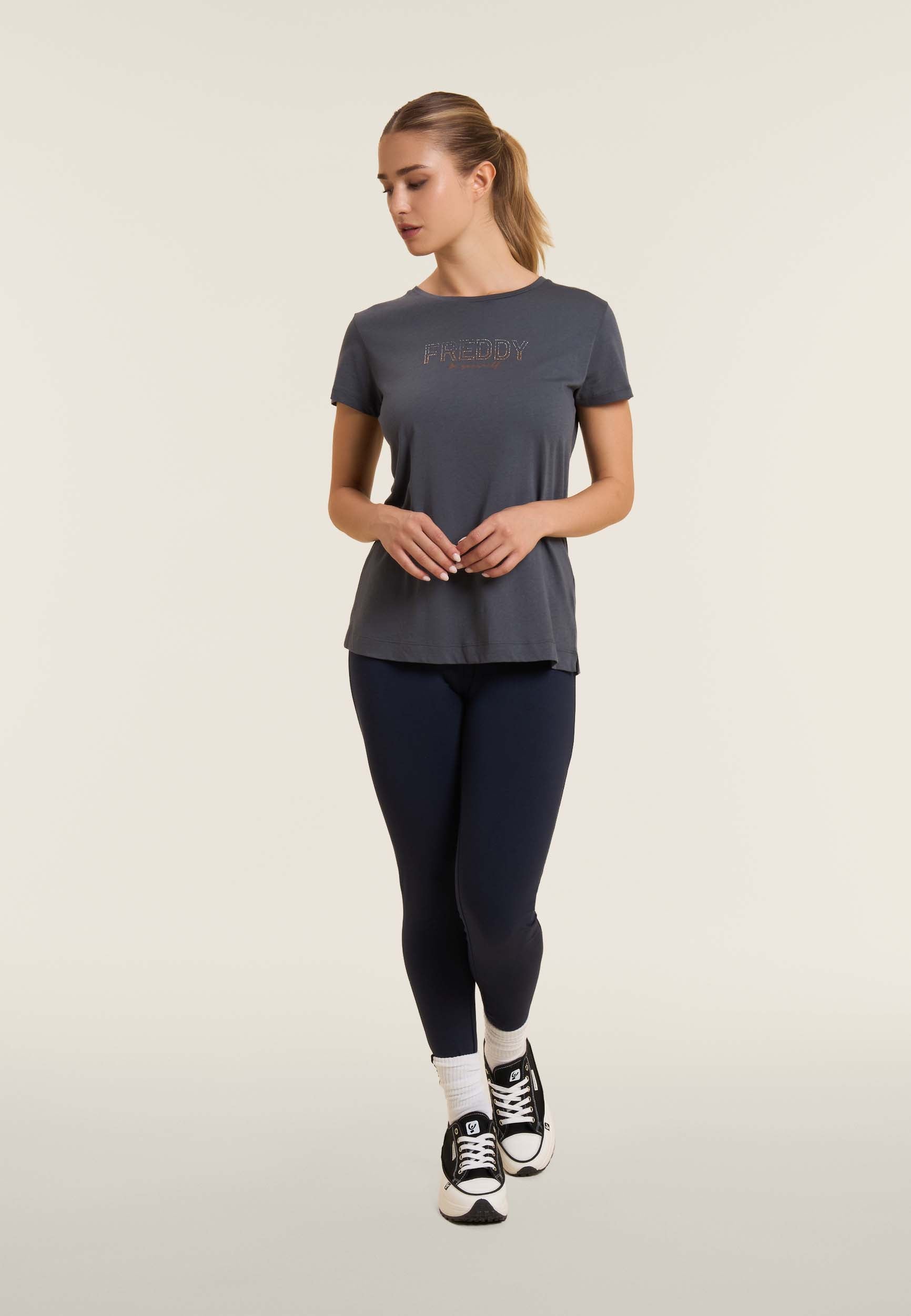 freddy-t-shirt-femme-modal-coton-logo-strass image 2