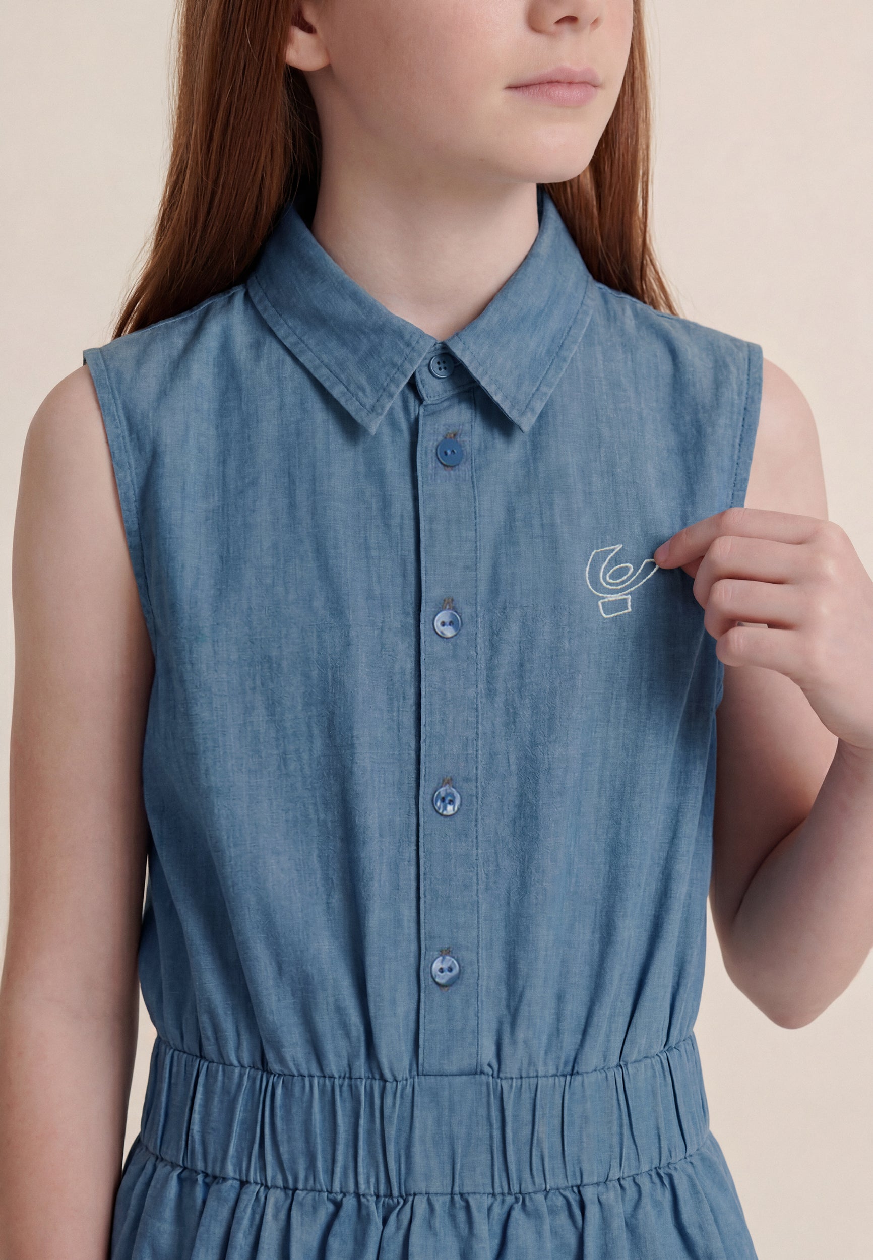 freddy-robe-sans-manches-chambray-boutons-fille-et-femme image 4
