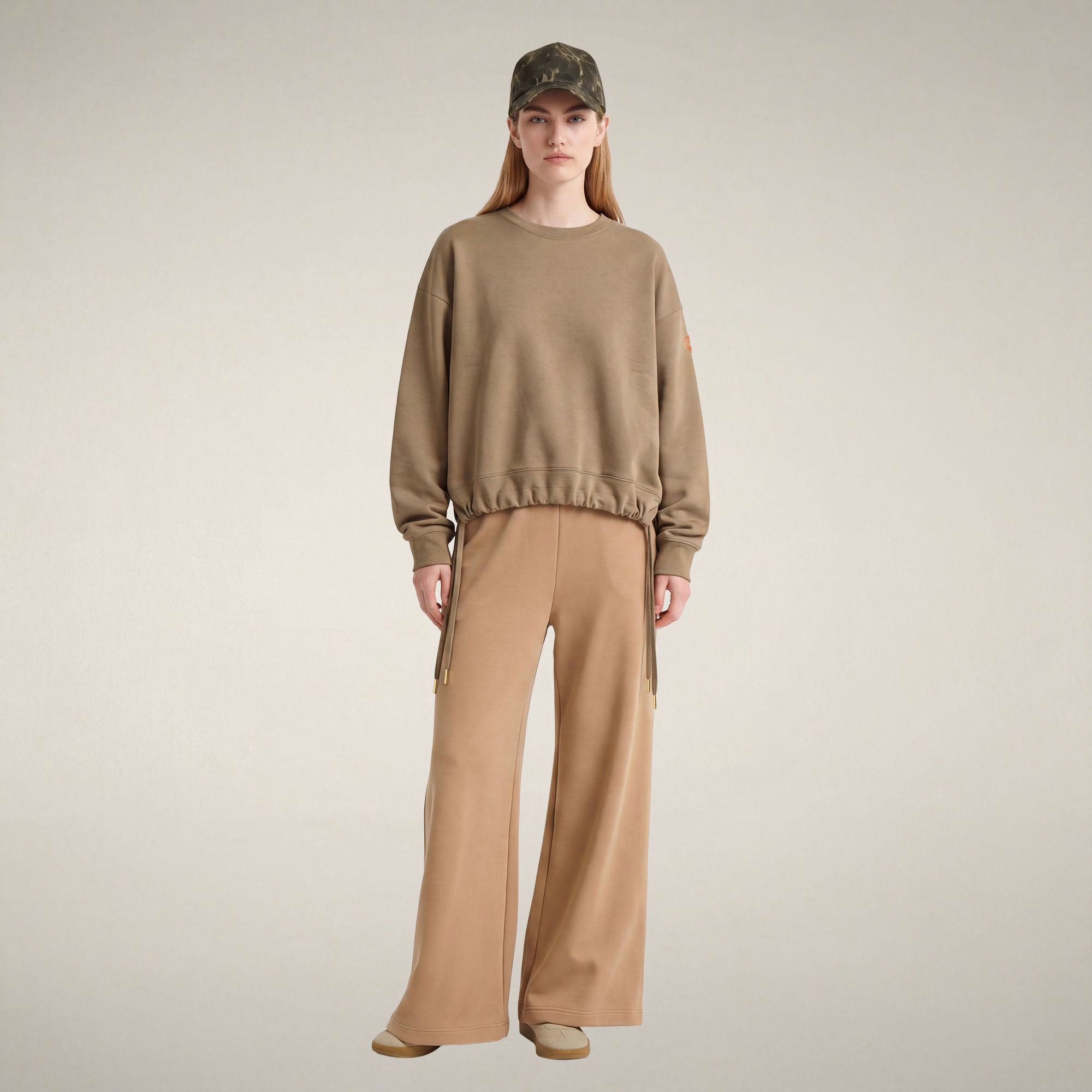 save-the-duck-akemi-sweat-col-rond-femme-beige-biscuit image 1