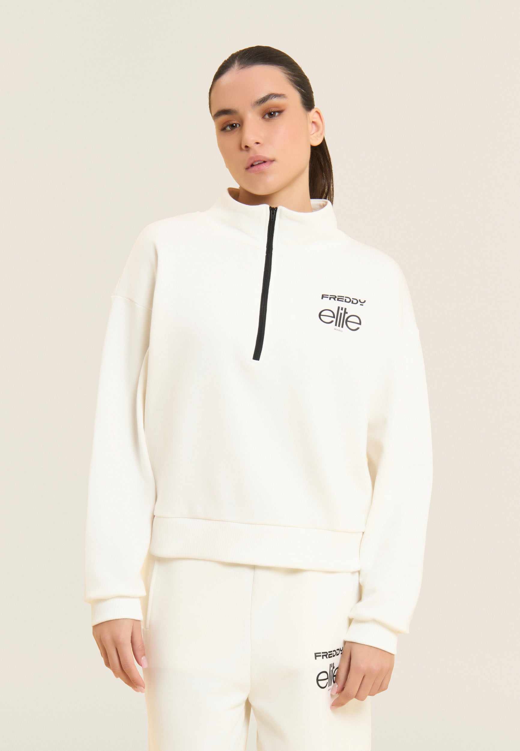 freddy-x-elite-sweat-femme-comfort-fit-demi-zip-coton image 1