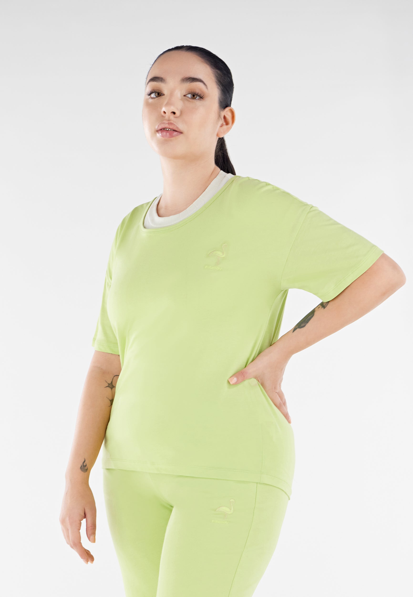 freddy-t-shirt-femme-jersey-coton-patch-flamant-rose image 1