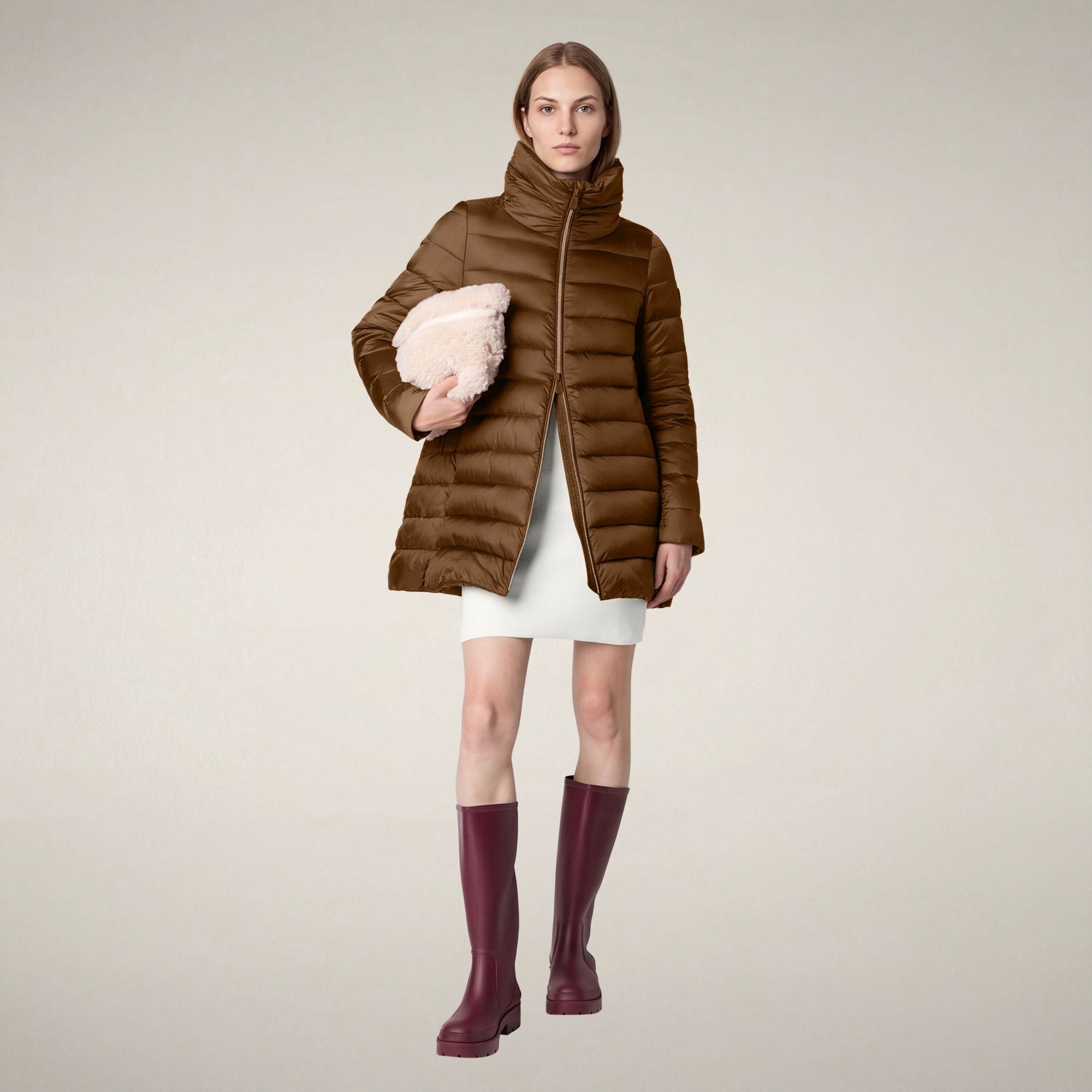 save-the-duck-lydia-piumino-long-femme-marron-noisette image 1