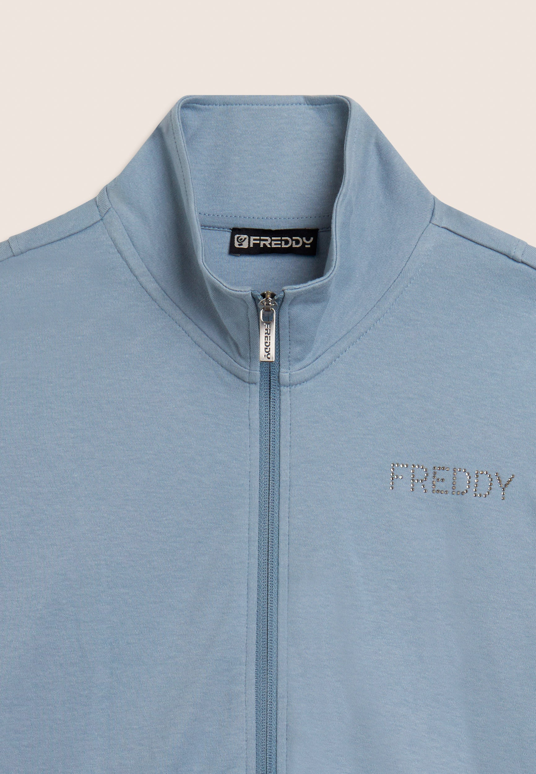freddy-surv-tement-femme-zip-col-montant-interlock-coton-logo-strass image 8