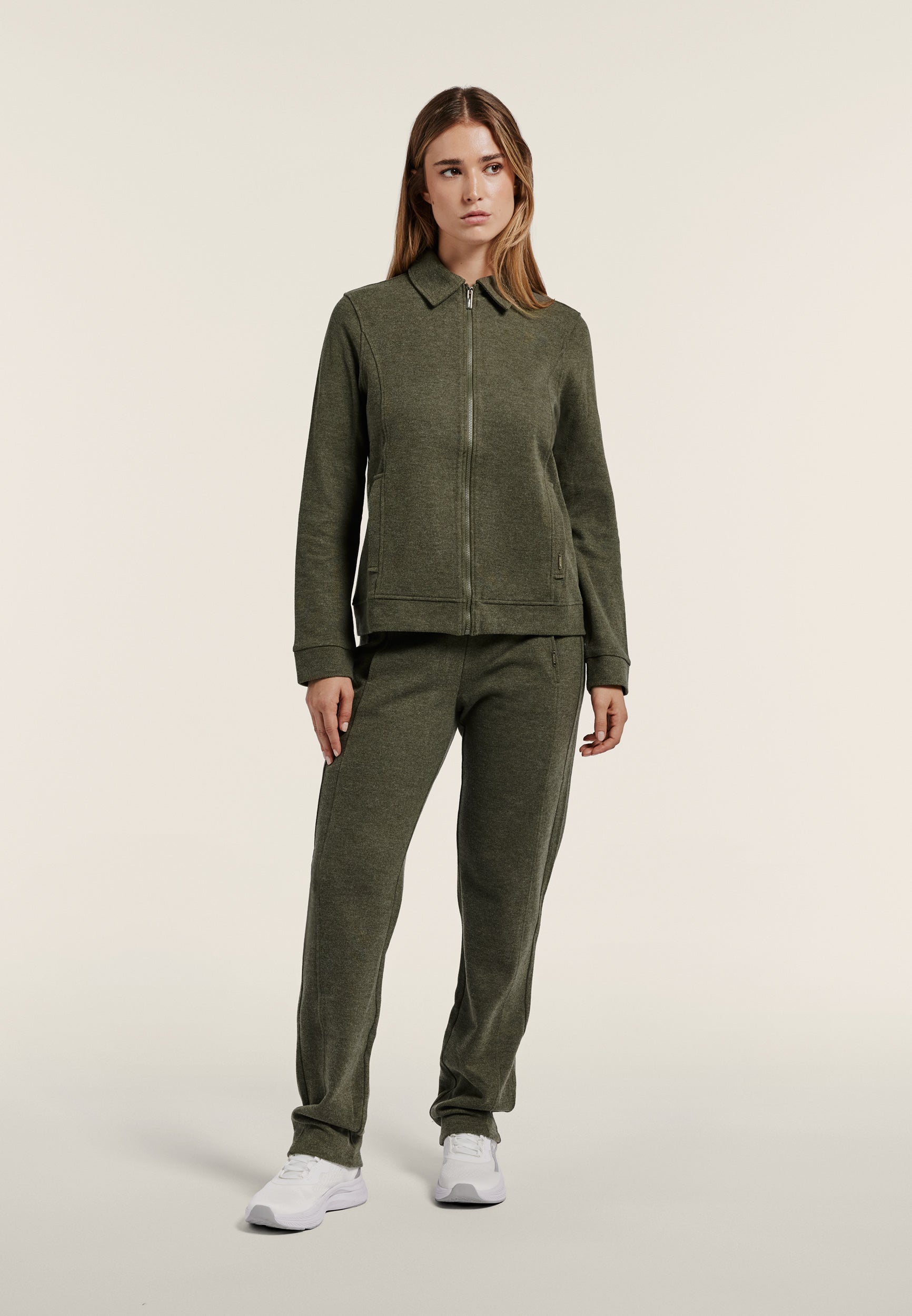 freddy-sweat-femme-full-zip-col-chemise-effet-tricot-m-lange image 2