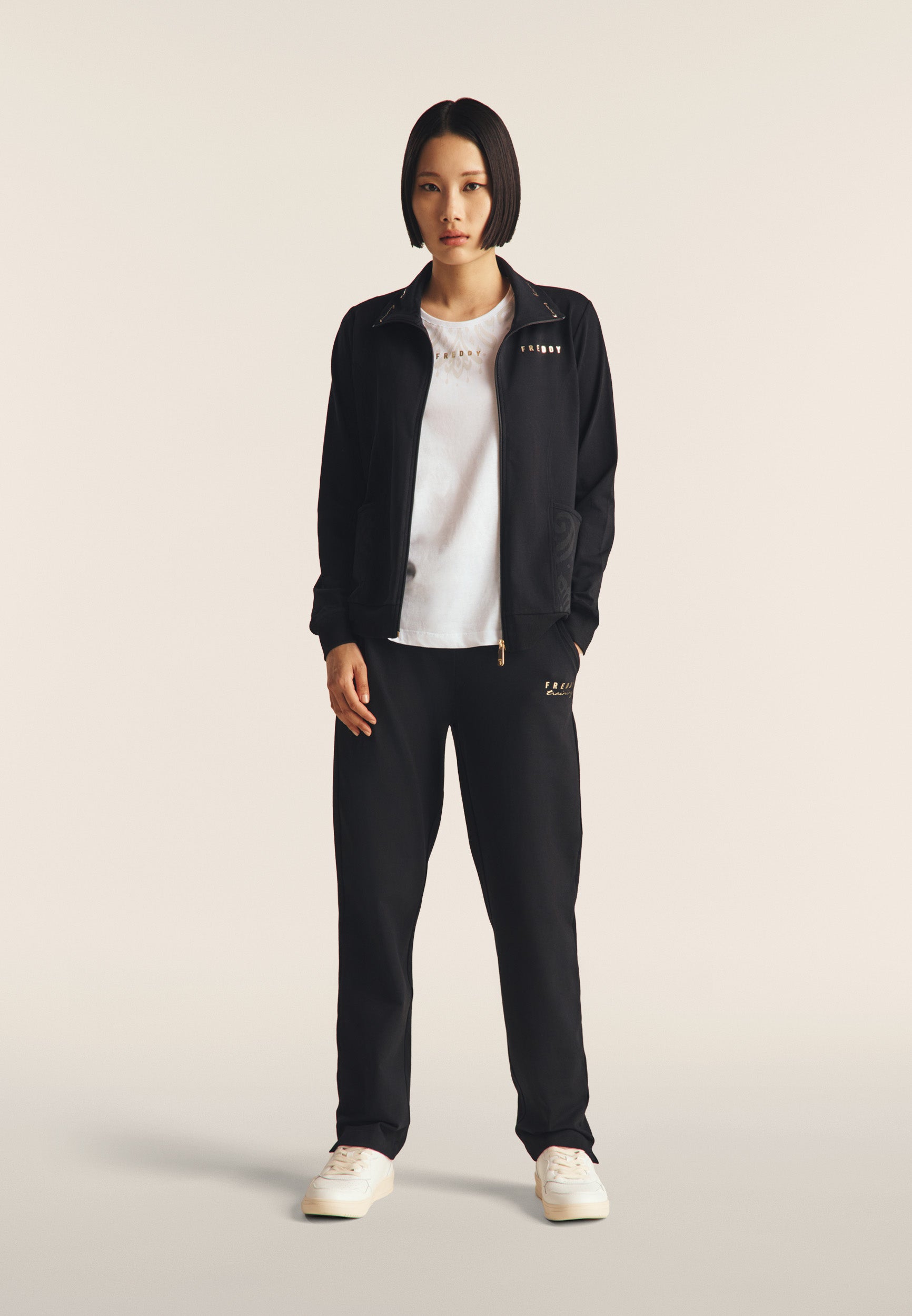 freddy-felpa-zip-sweat-zipp-l-ger-col-haut-fleurs image 2