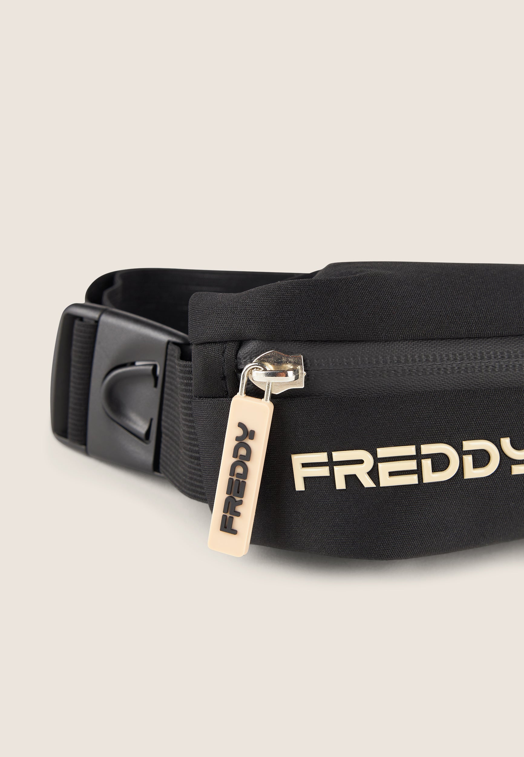 freddy-marsupio-fitness-compact-sac-banane-2-poches-lycra-recycl-noir-beige image 2