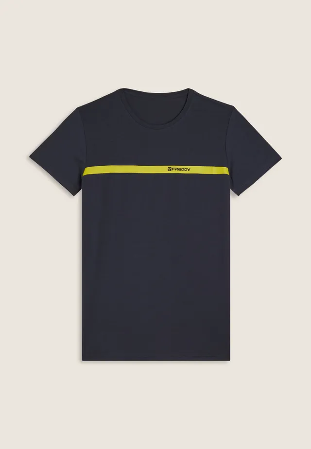 freddy-t-shirt-homme-regular-bande-contrast-e-logo image 1