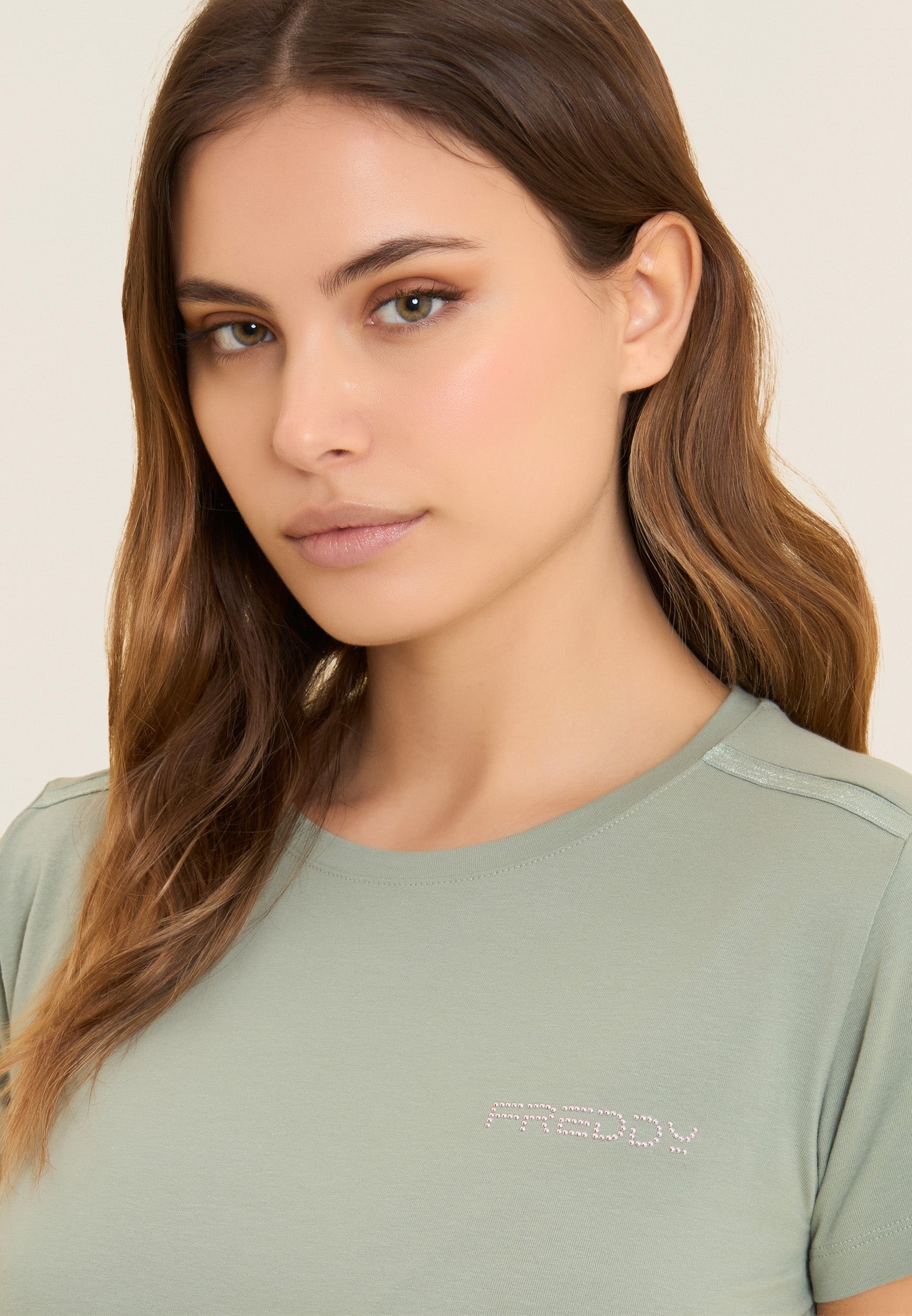 freddy-robe-regular-mi-longue-jersey-coton-logo-perles image 4