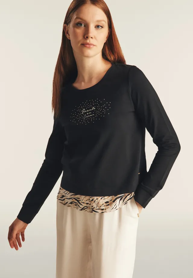 freddy-sweat-effet-chemise-animalier-dor-sweat-heavy-jersey-col-rond image 1
