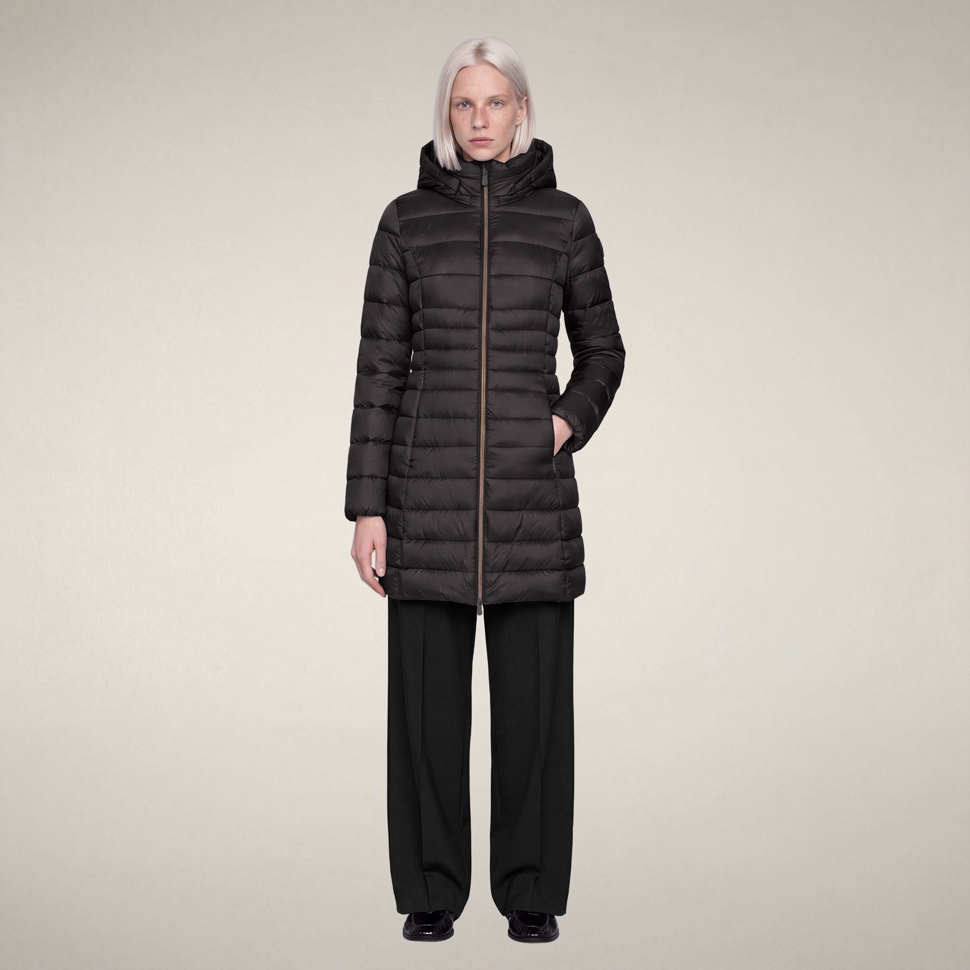 save-the-duck-reese-doudoune-longue-femme-marron-noir image 1