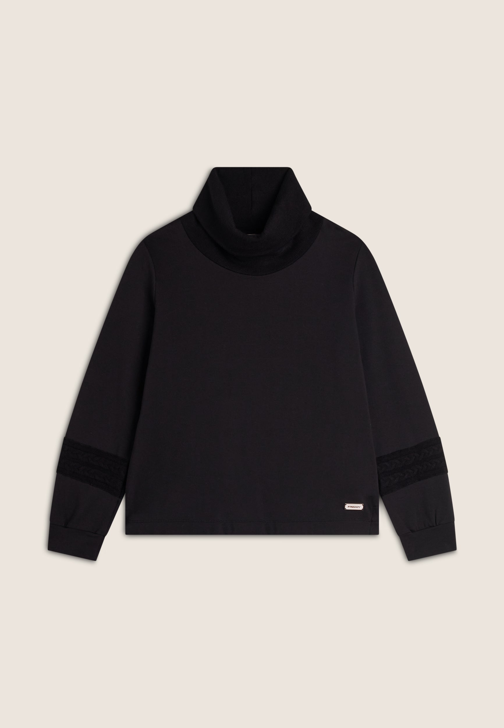 freddy-sweat-femme-col-haut-c-tes-inserts-torsades image 6