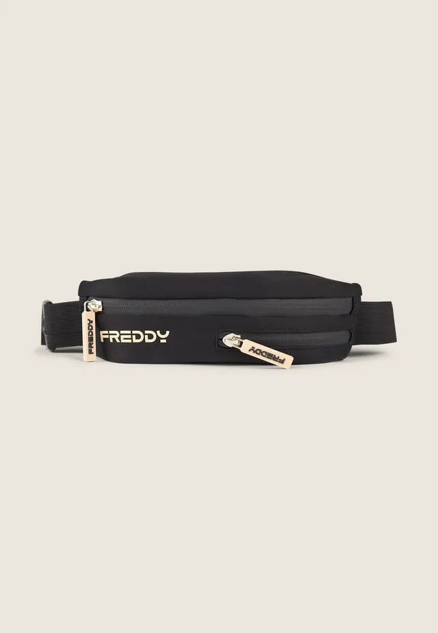 freddy-marsupio-fitness-compact-sac-banane-2-poches-lycra-recycl-noir-beige image 1