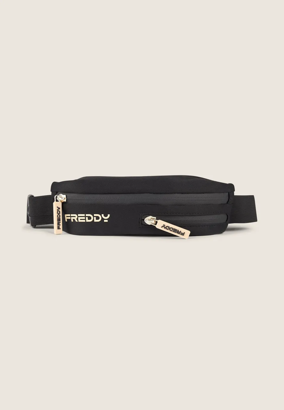 freddy-marsupio-fitness-compact-sac-banane-2-poches-lycra-recycl-noir-beige image 1