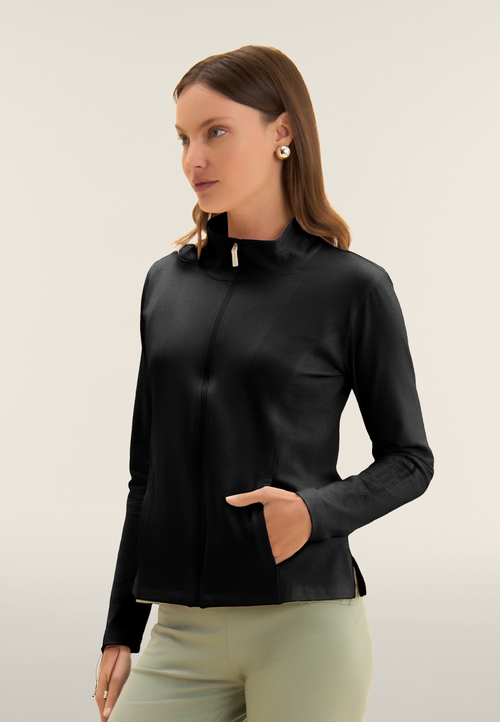 freddy-sweat-zipp-col-haut-felpa-femme-coton-logo-holographique image 1