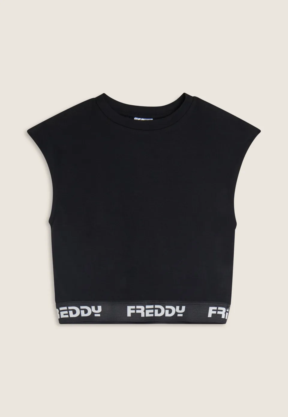 freddy-top-sans-manches-femme-cropped-lastique-jacquard-logot image 1
