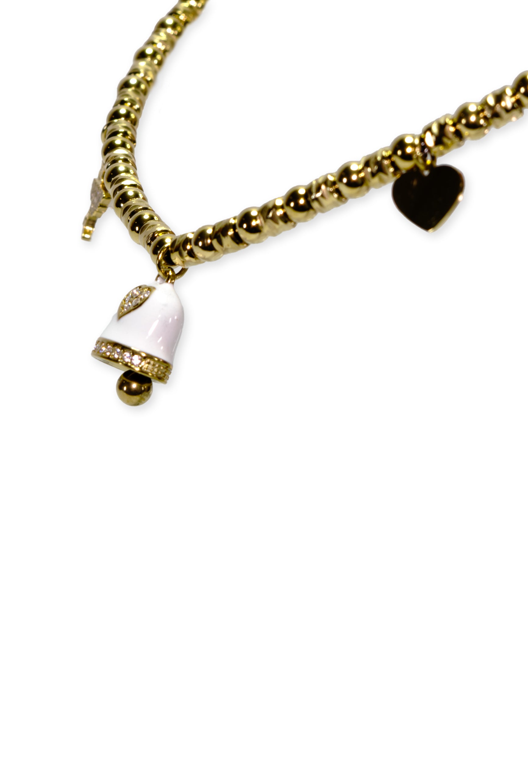 freddy-collier-acier-dor-perles-avec-charms-blanc-et-strass image 3