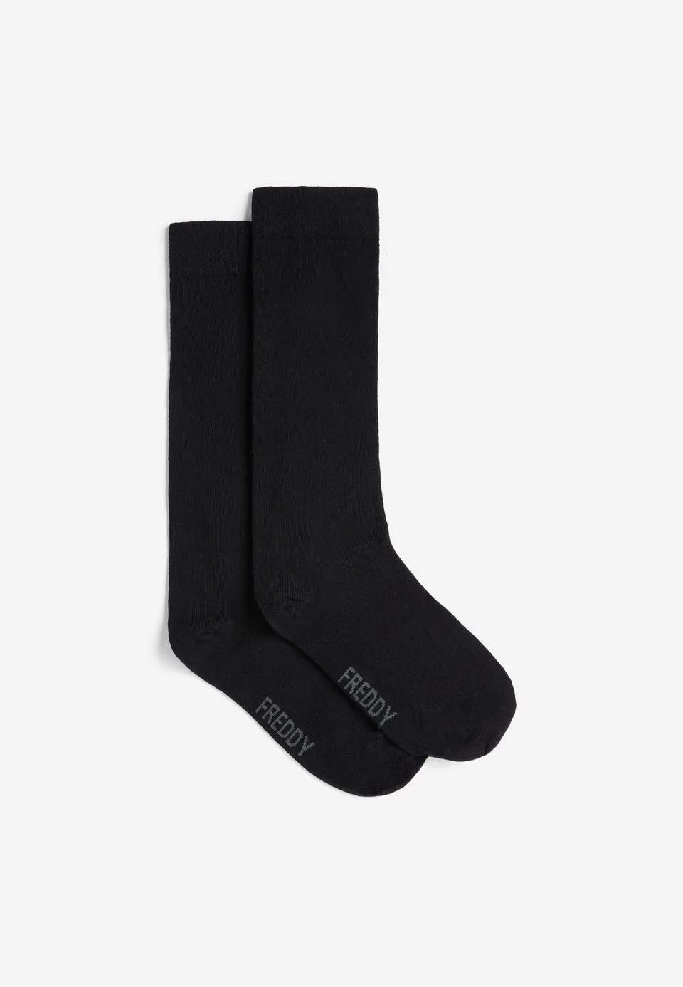 freddy-chaussettes-hautes-homme-noires-lisses image 1