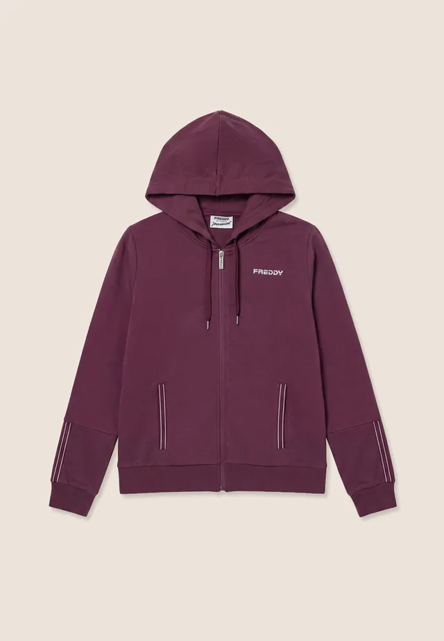 freddy-sweat-zip-capuche-lastiques-logot-s-sweat-garzato-soie-femme image 1