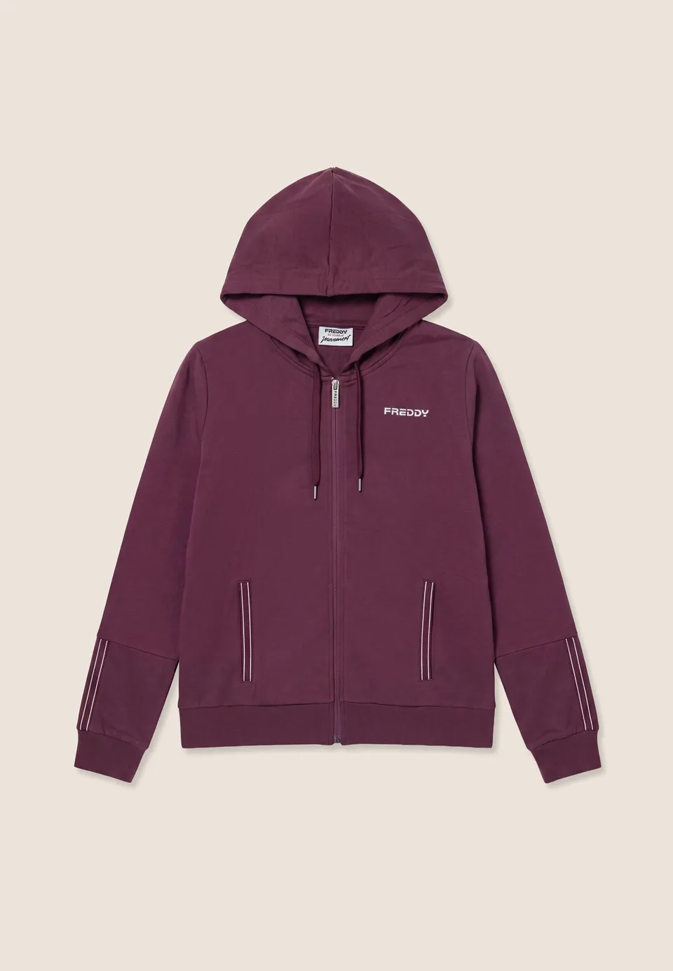 freddy-sweat-zip-capuche-lastiques-logot-s-sweat-garzato-soie-femme image 1