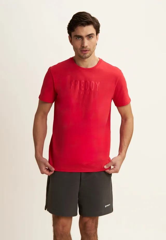freddy-t-shirt-coton-regular-fit-manches-courtes-imprim-training-dept image 1
