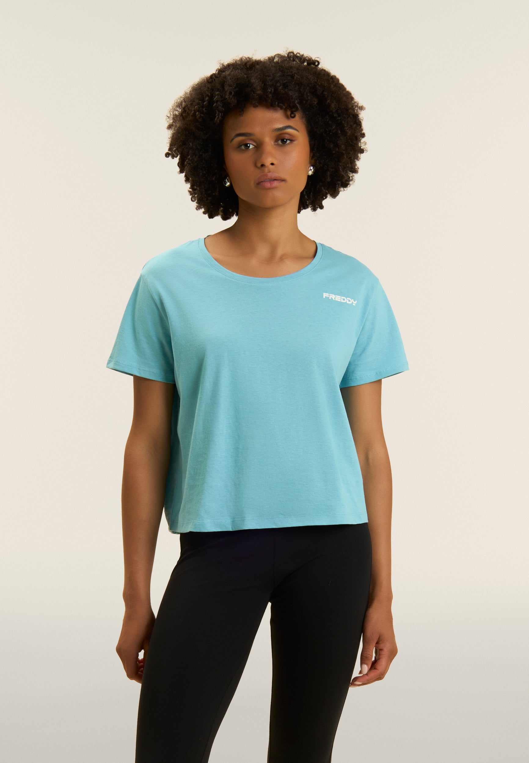 freddy-t-shirt-cropped-femme-coton-logo-glitter image 1