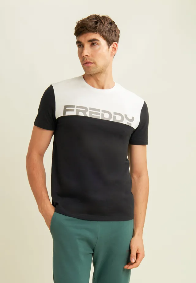 freddy-t-shirt-homme-colour-block-coton-logo-paule image 1
