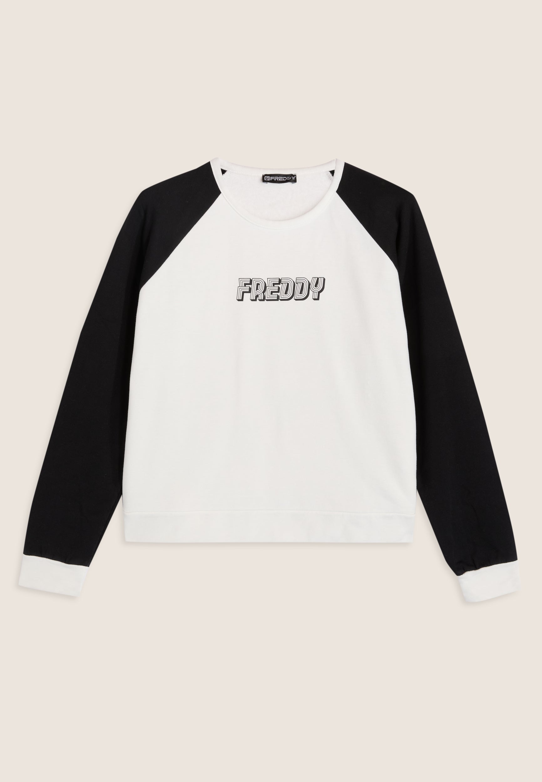 freddy-sweat-cropped-bicolore-manches-raglan-noir-blanc image 8
