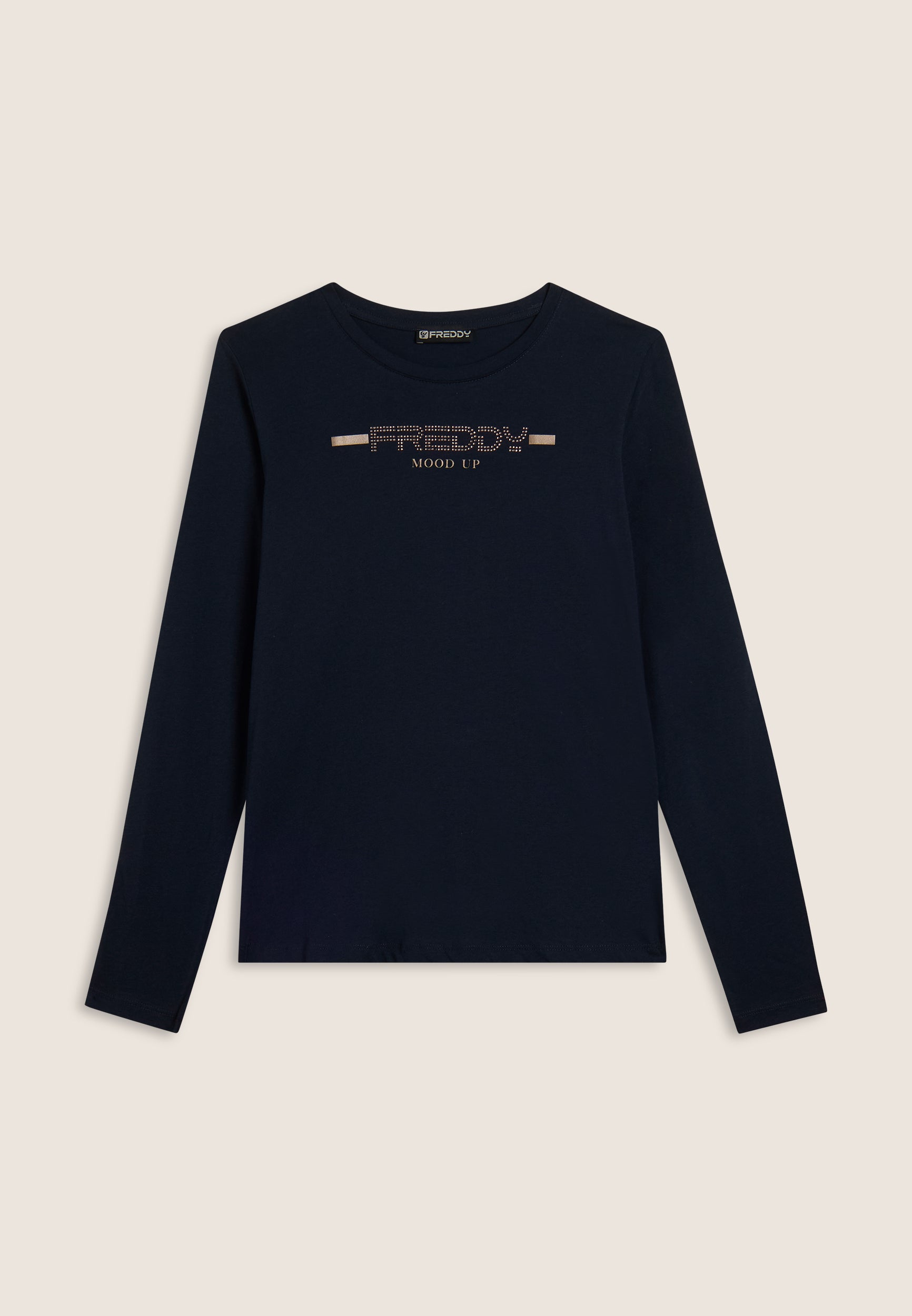 freddy-t-shirt-femme-manches-longues-jersey-supima-logo-strass image 5