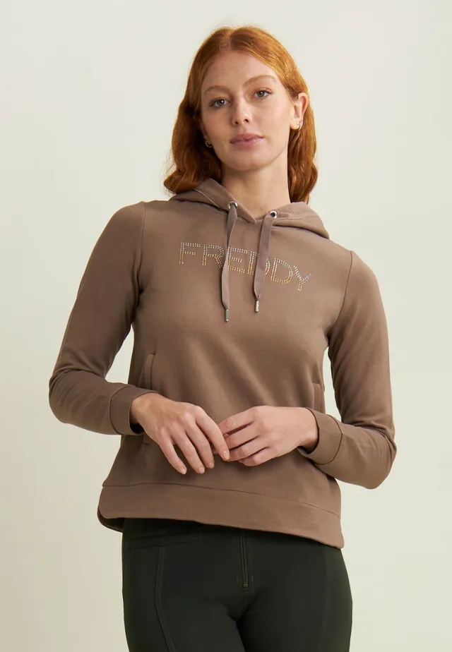freddy-felpa-sportiva-donna-con-cappuccio-in-velluto-e-strass image 1