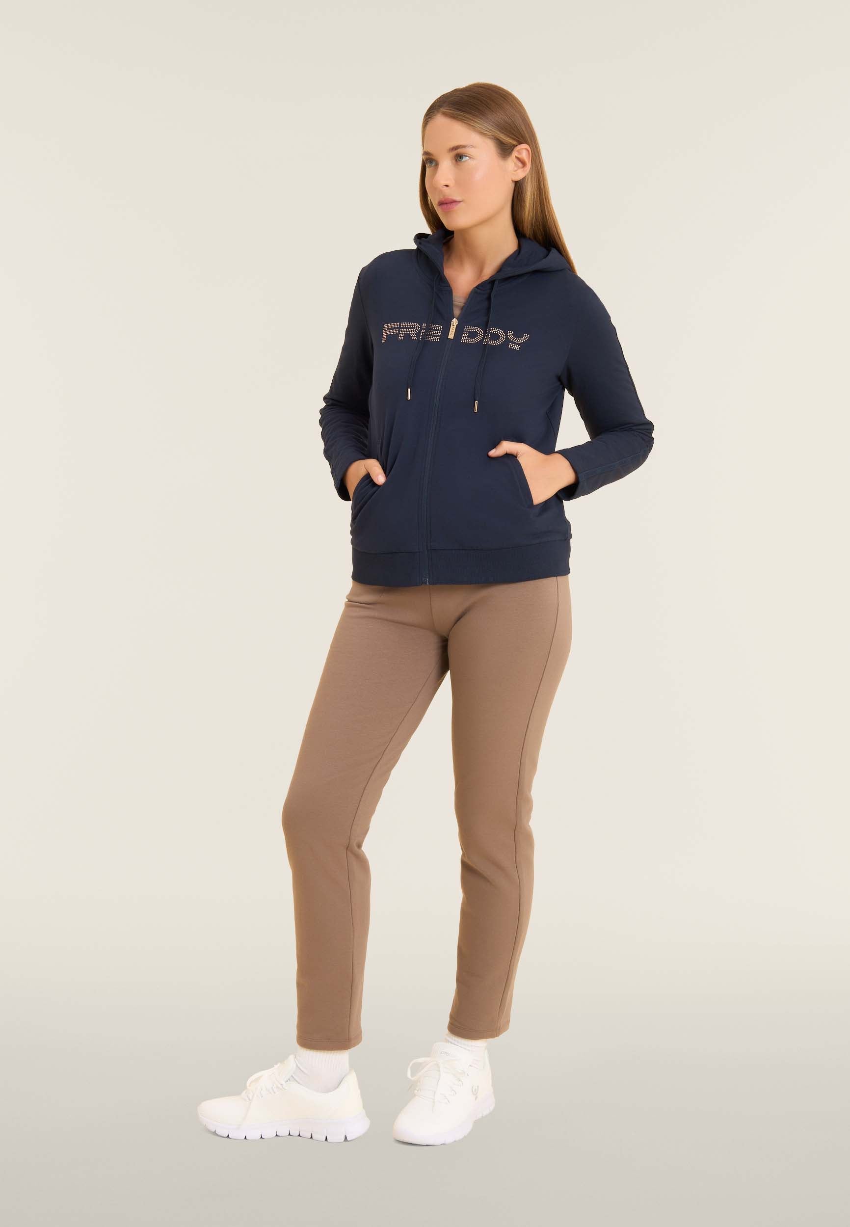 freddy-sweat-femme-zip-capuche-bande-logot-e-strass image 2