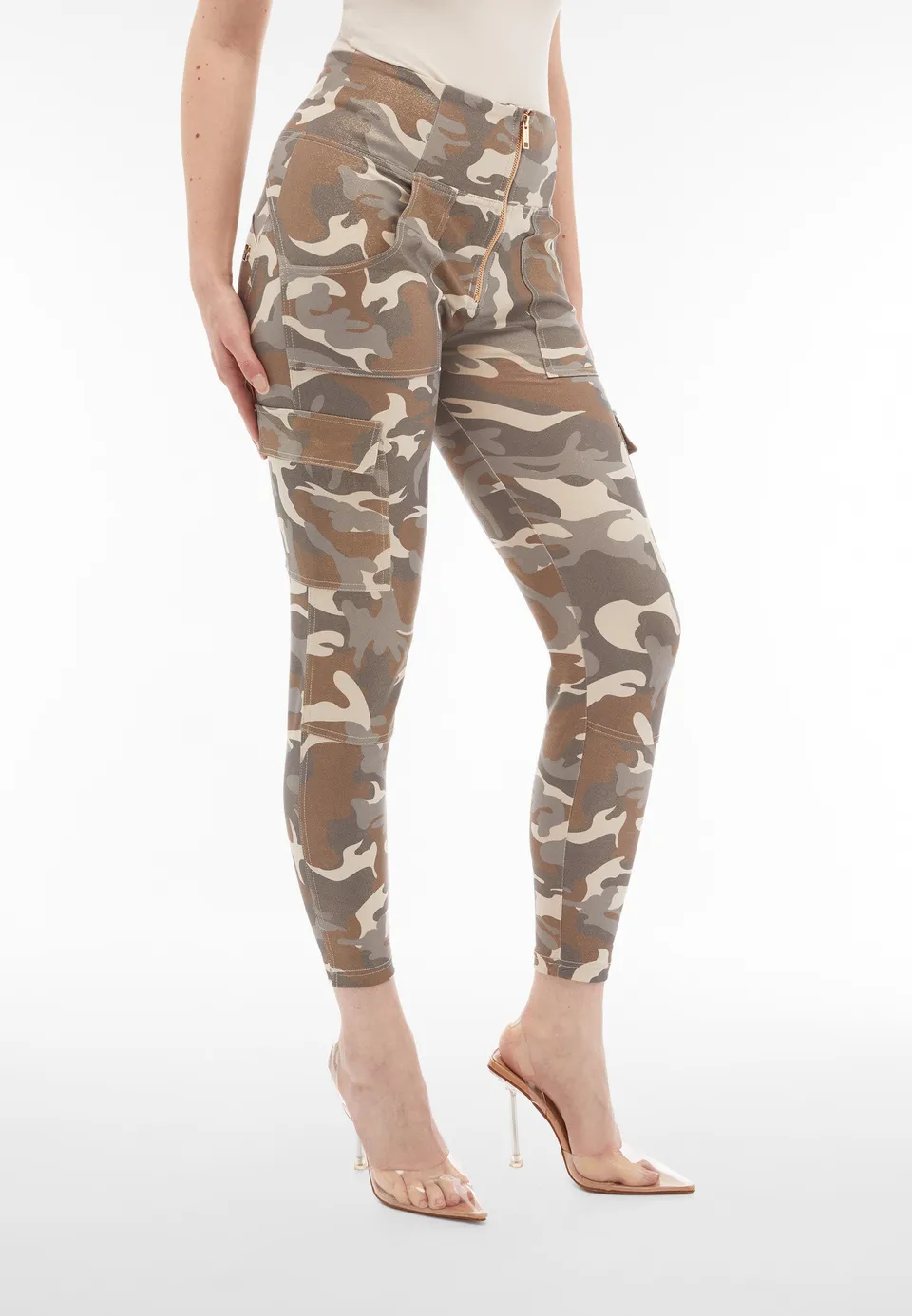 freddy-wr-up-pantalon-cargo-push-up-jersey-camouflage-lurex-dor image 1