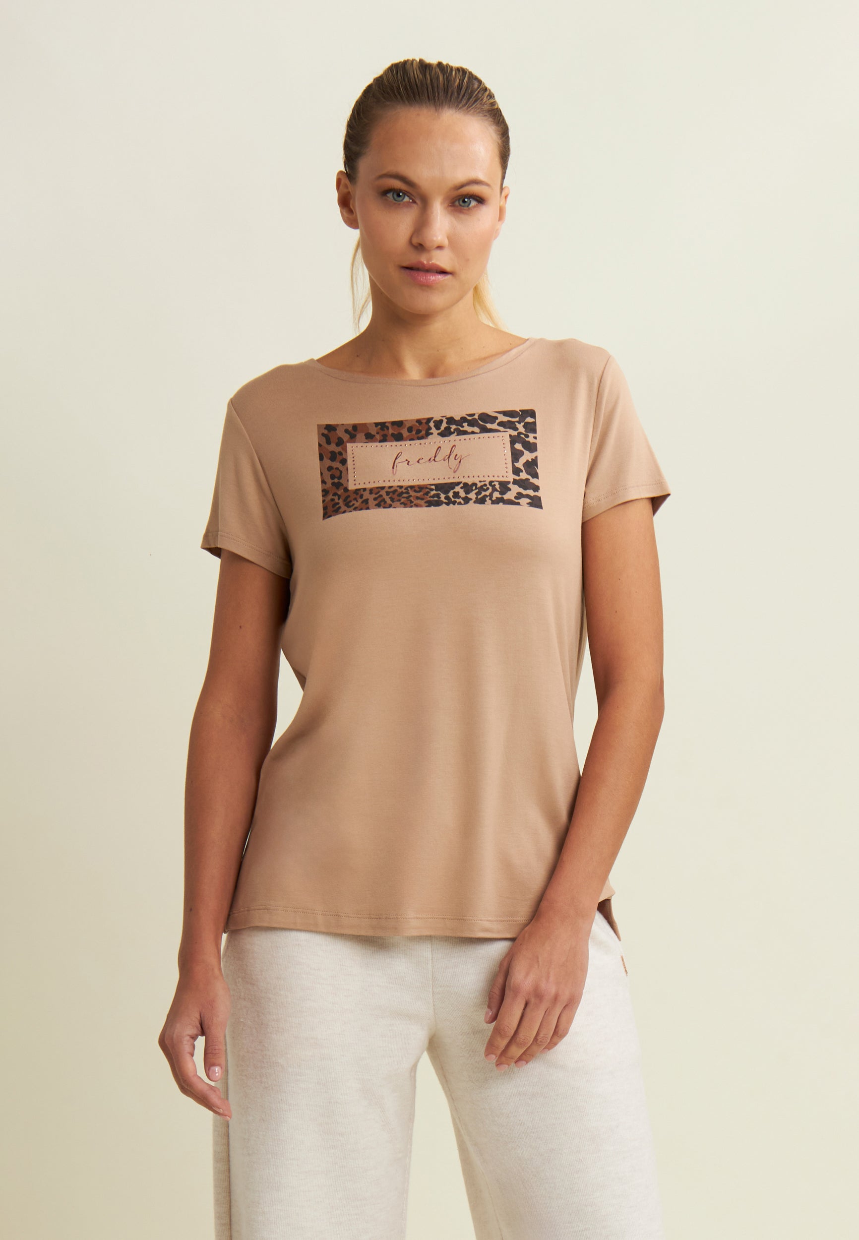 freddy-t-shirt-femme-animalier-strass-jersey-viscose image 1