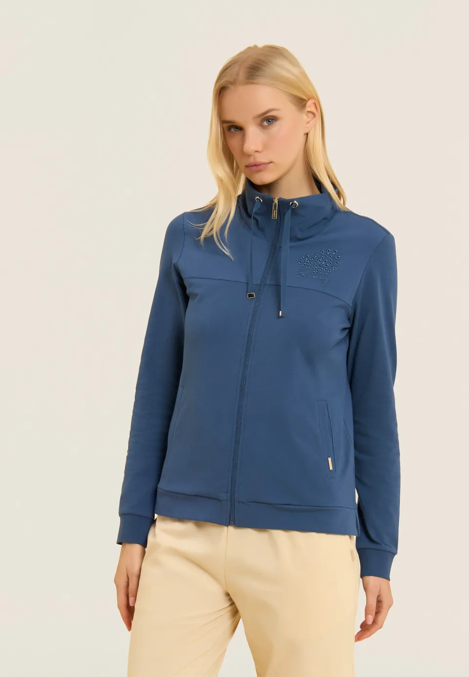 freddy-sweat-zip-col-haut-broderie-florale image 1