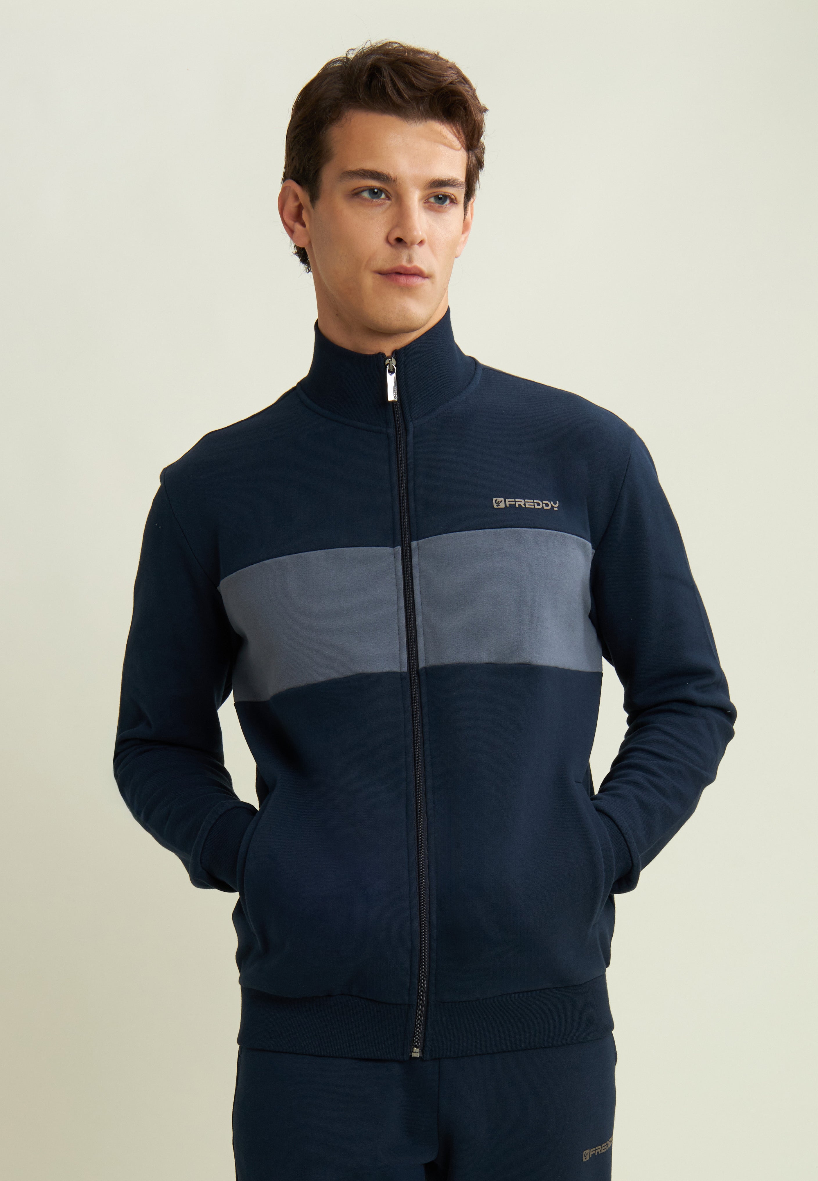 freddy-sweat-full-zip-homme-bande-contrast-e-coton image 1