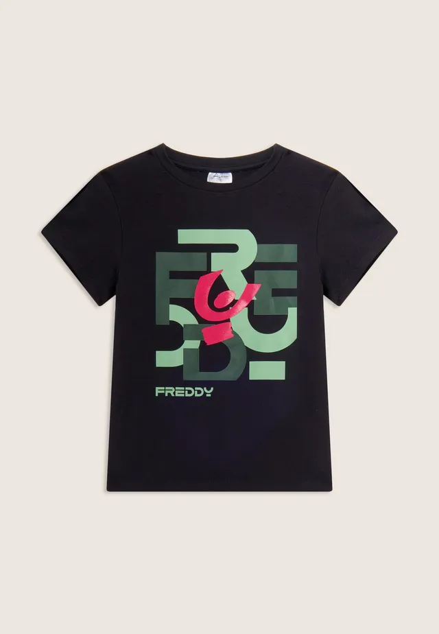 freddy-t-shirt-junior-regular-lettres-parses-manches-courtes image 1