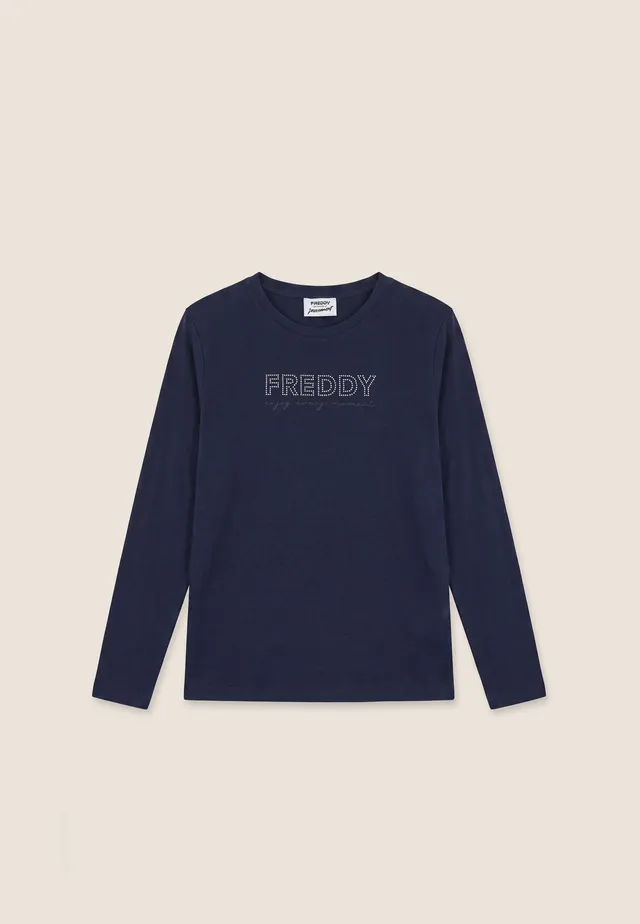 freddy-t-shirt-manches-longues-femme-coton-logo-perles image 1
