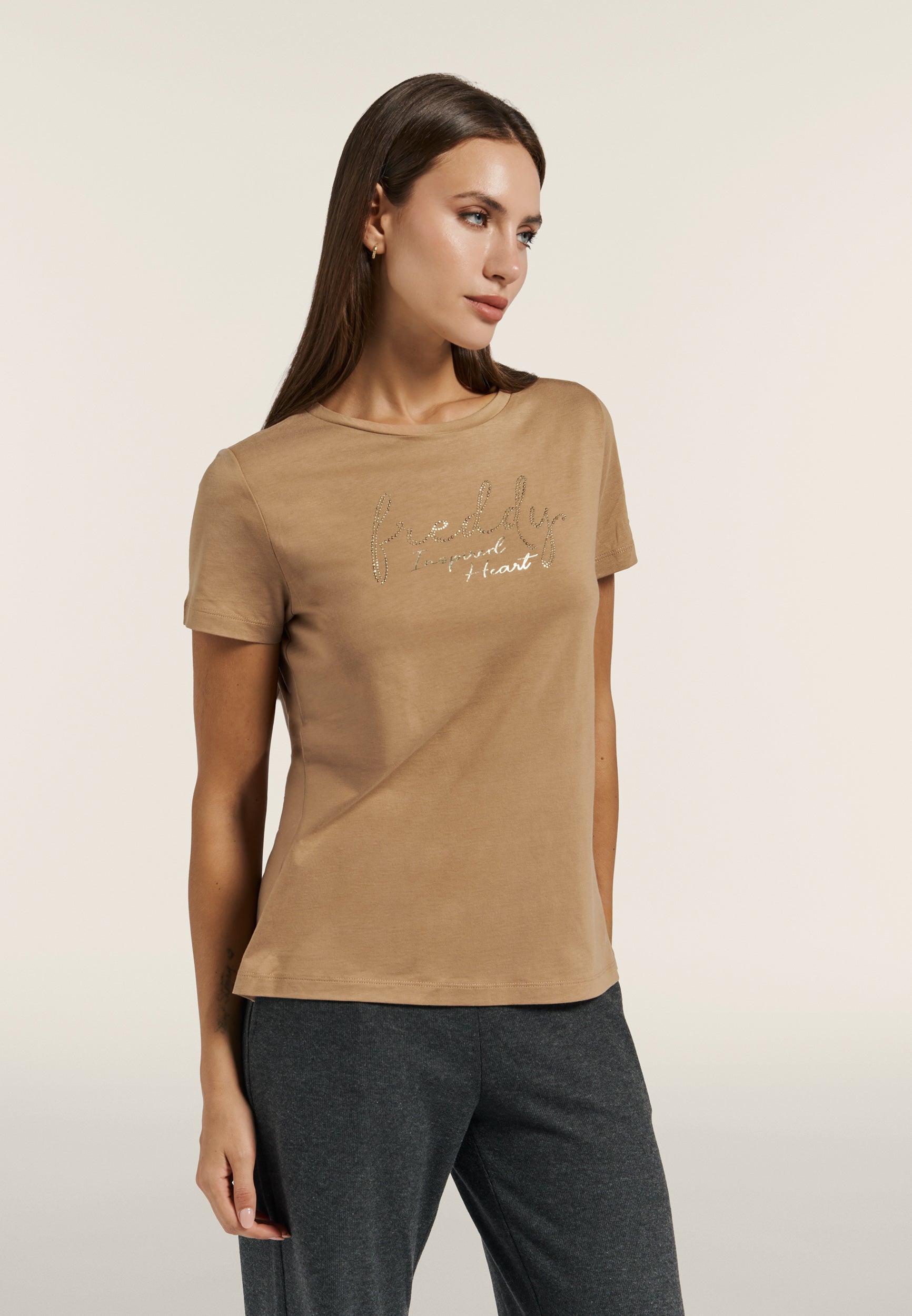 freddy-t-shirt-femme-col-rond-inspired-heart-dor-jersey-coton-et-modal image 1