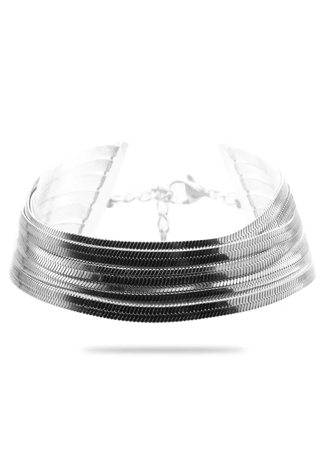 freddy-bracelet-multi-rangs-acier-silver-cha-ne-serpent image 1