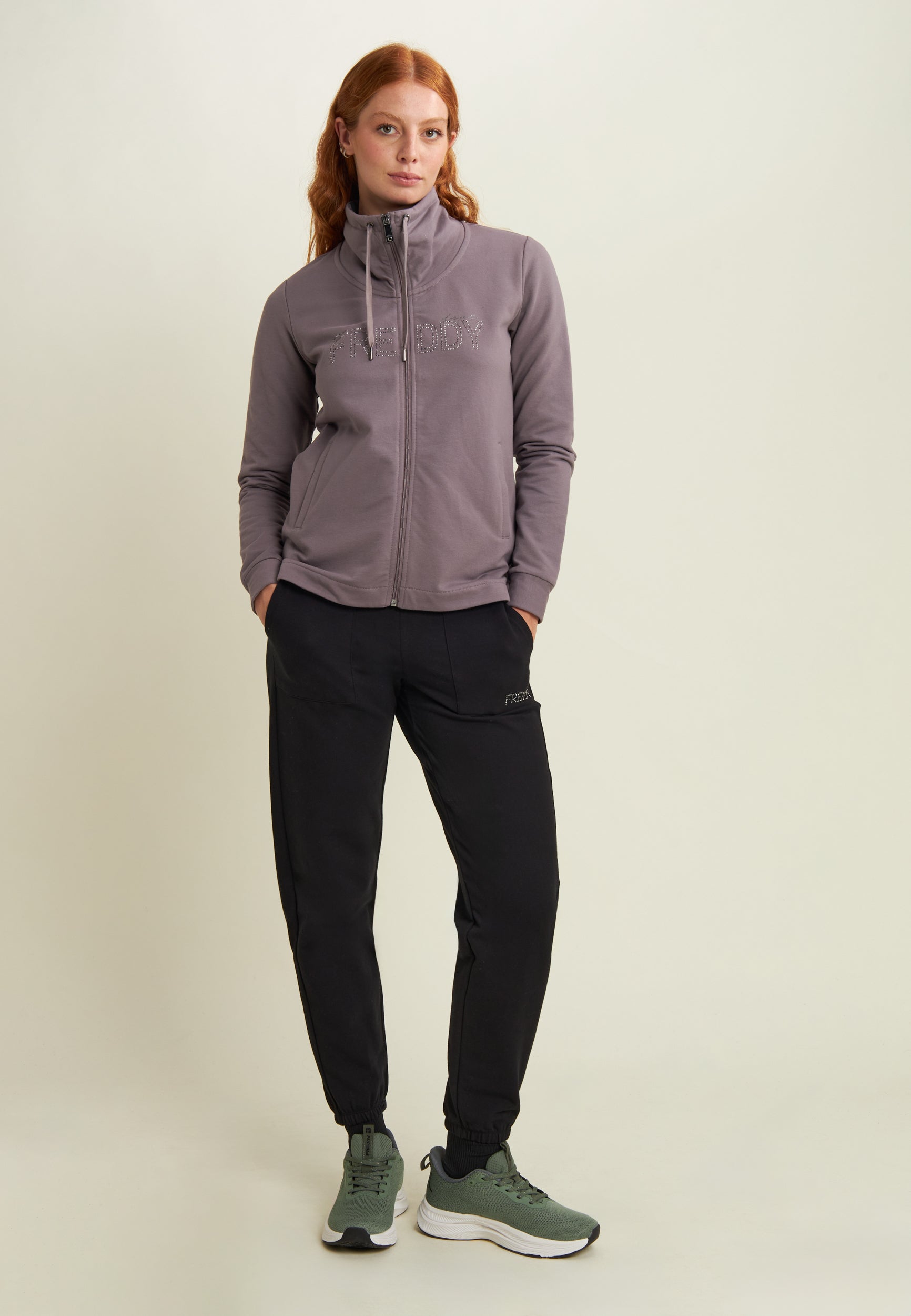 freddy-sweat-femme-full-zip-col-haut-asym-trique-clous image 2