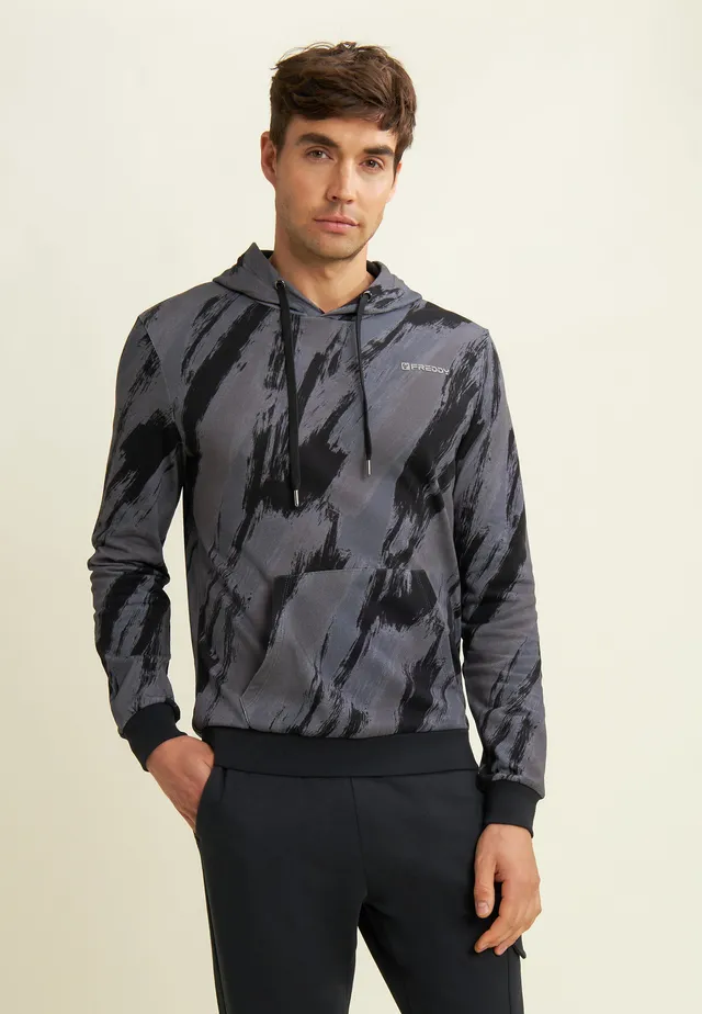 sweat-homme-freddy-capuche-all-over-poche-kangourou image 1