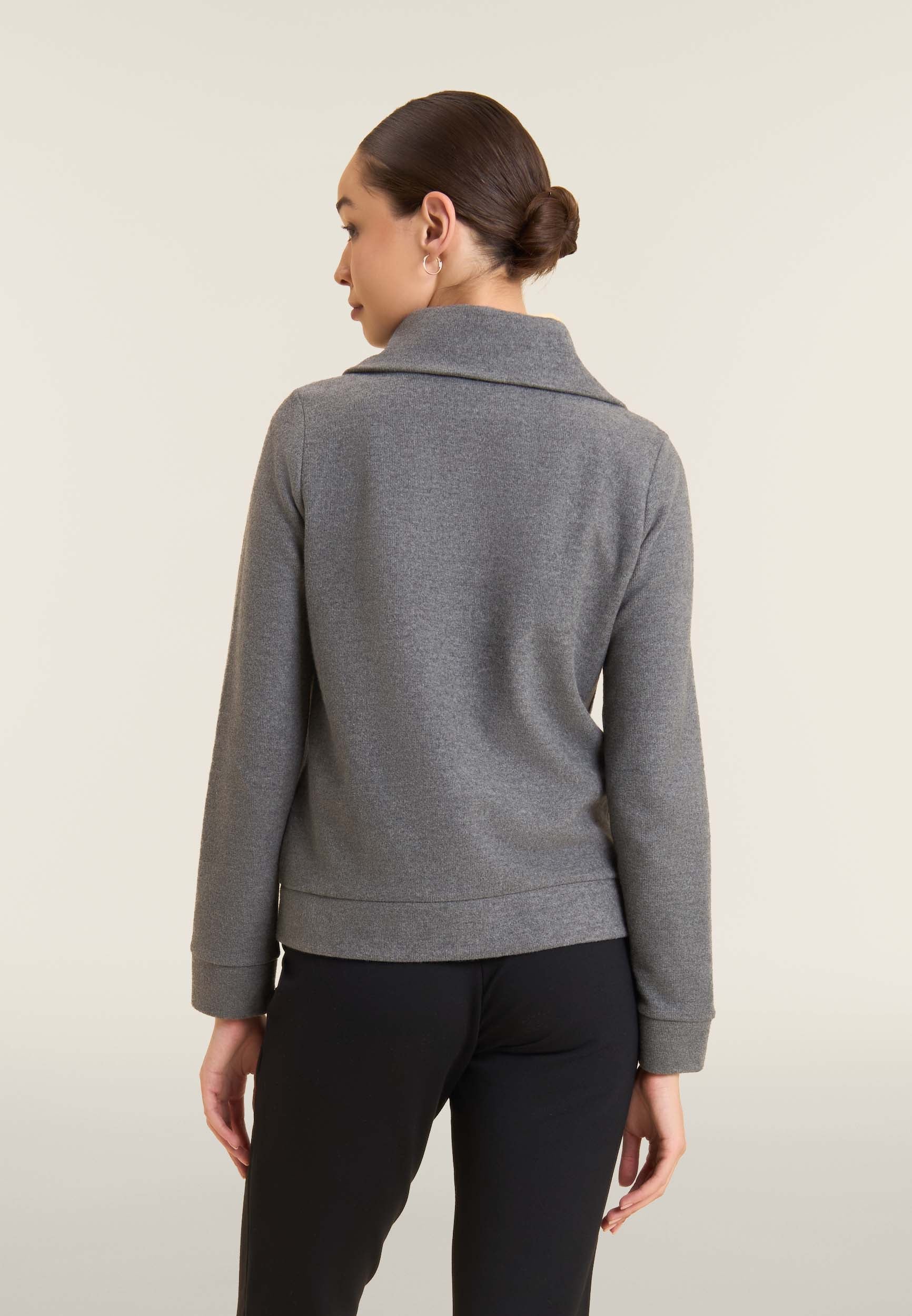 freddy-sweat-femme-full-zip-effet-tricot-col-haut image 3