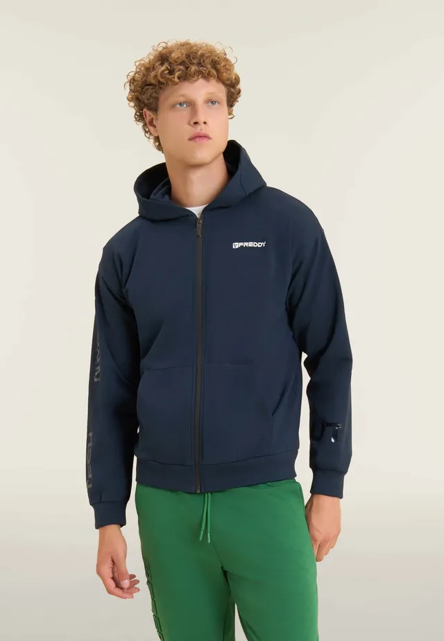 freddy-sweat-homme-full-zip-capuche-jersey-poches-kangourou image 1