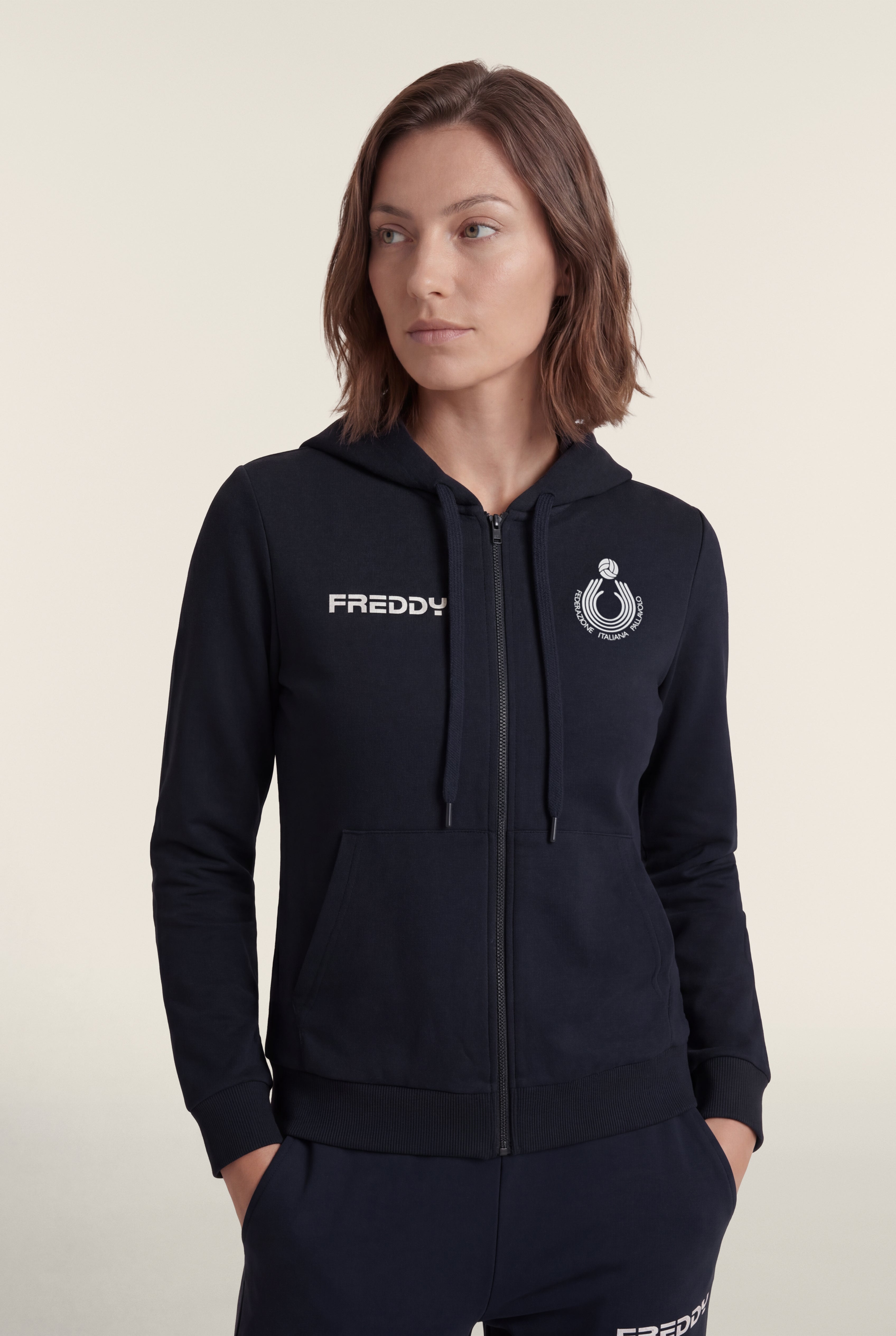 freddy-fipav-sweat-capuche-zipp-femme-en-coton-bielastique image 1