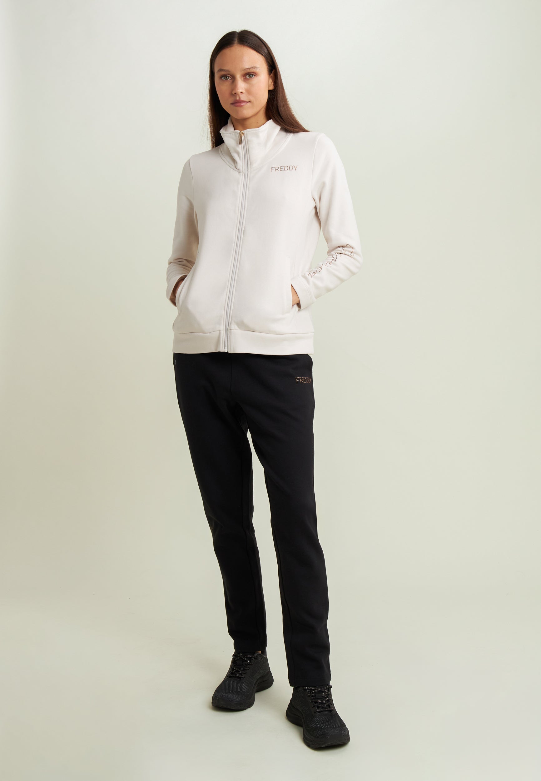 freddy-wr-up-surv-tement-femme-col-haut-full-zip-avec-inscription-strass-inspire image 1