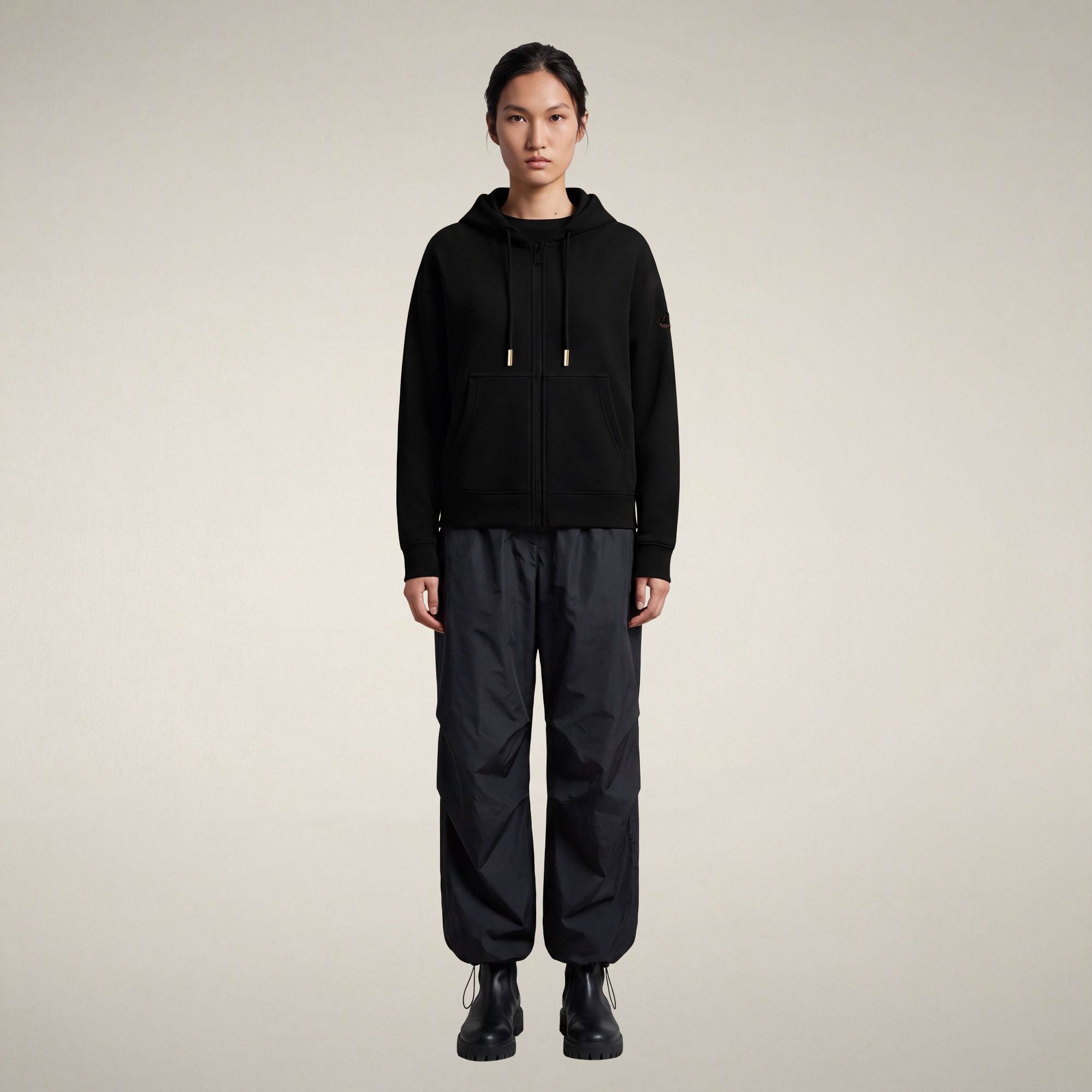 save-the-duck-kiku-sweat-femme-zipp-capuche-noir image 1